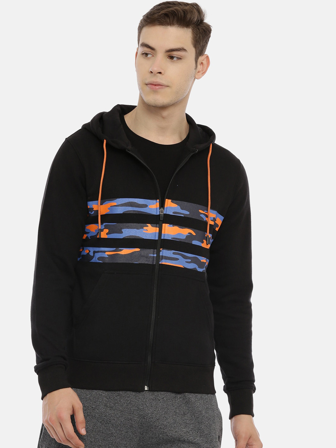 

Proline Active Men Black Printed Hooded Sweatshirt