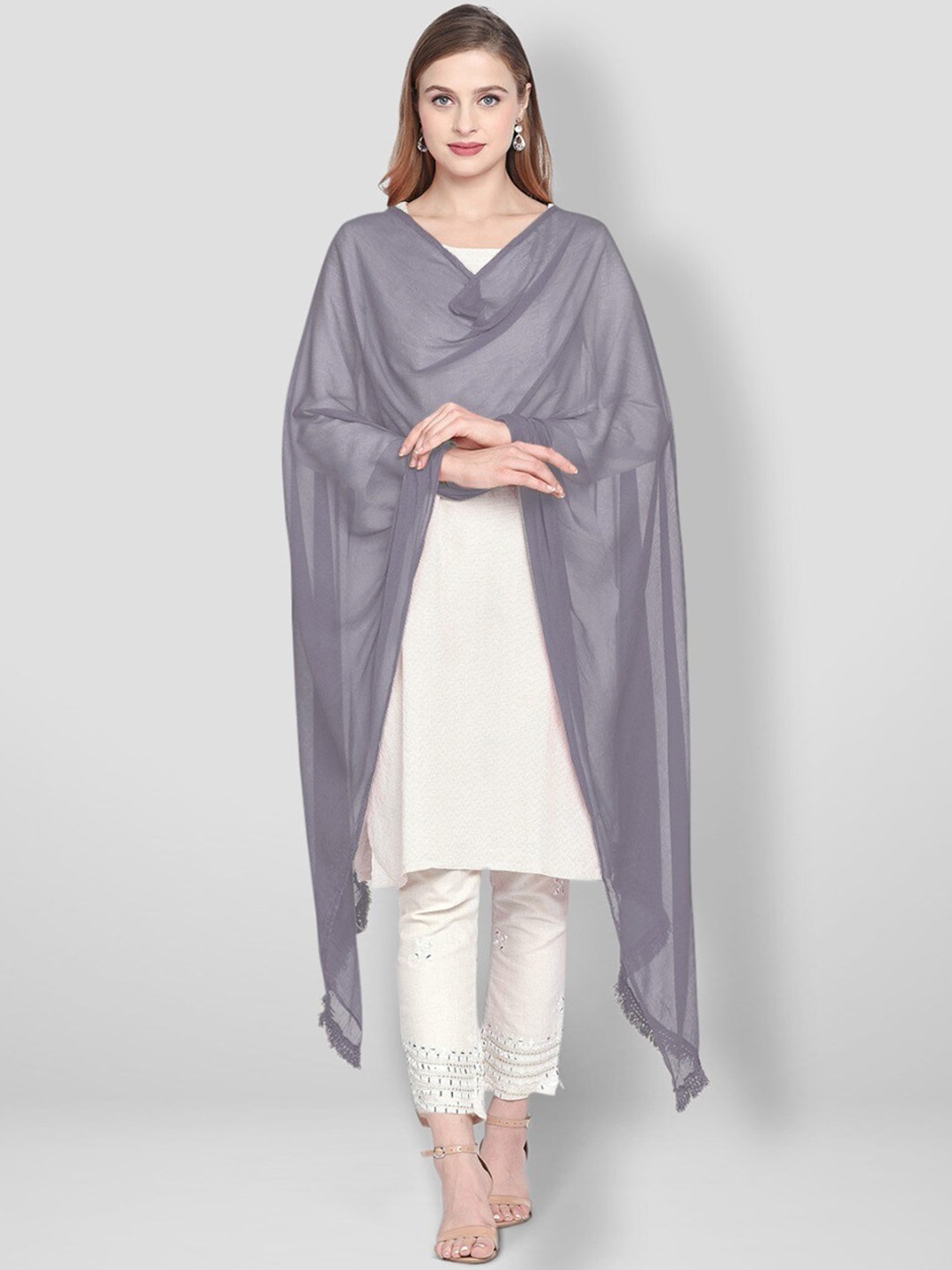 

Dupatta Bazaar Grey Solid Dupatta