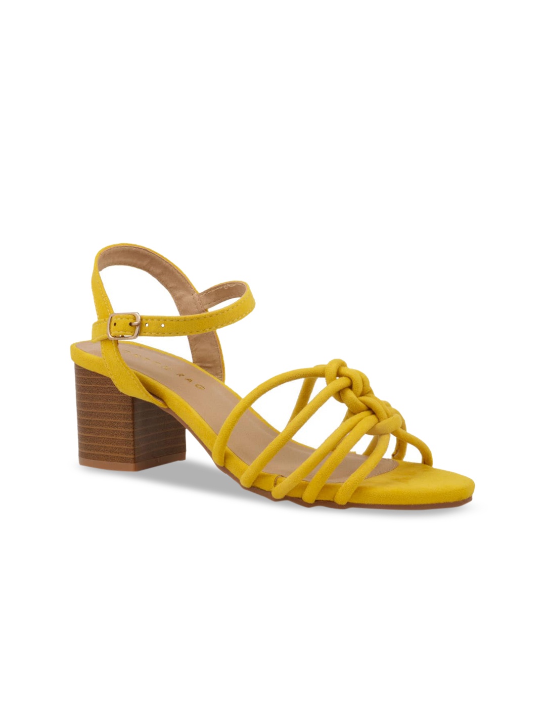 

London Rag Women Yellow Woven Design Block Heels