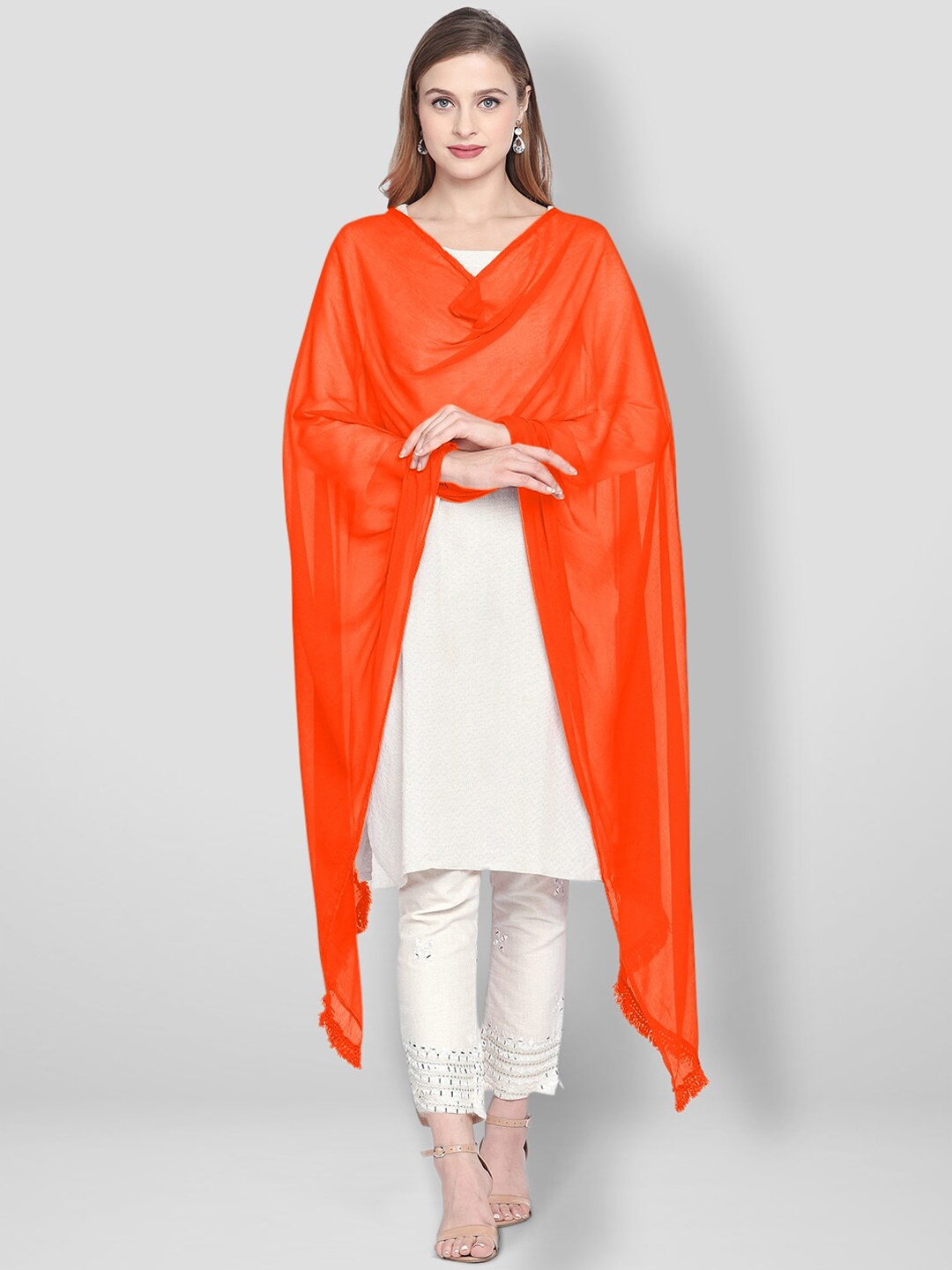 

Dupatta Bazaar Orange Solid Dupatta
