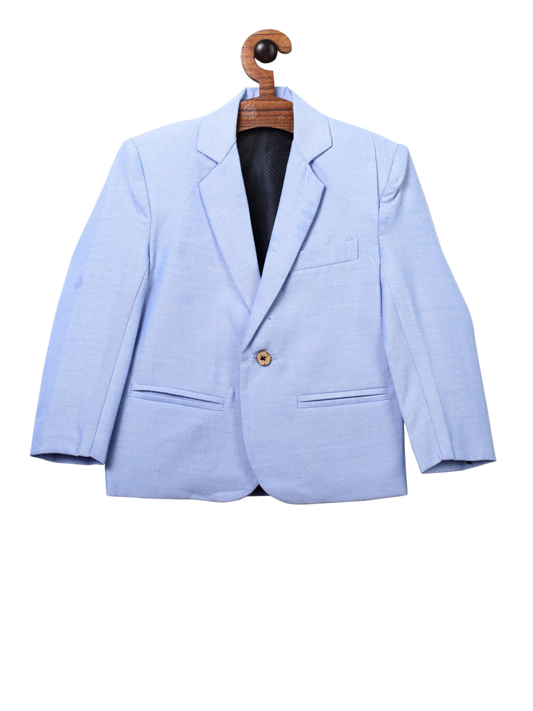 

RIKIDOOS Boys Blue Solid Comfort-Fit Single-Breasted Casual Blazer
