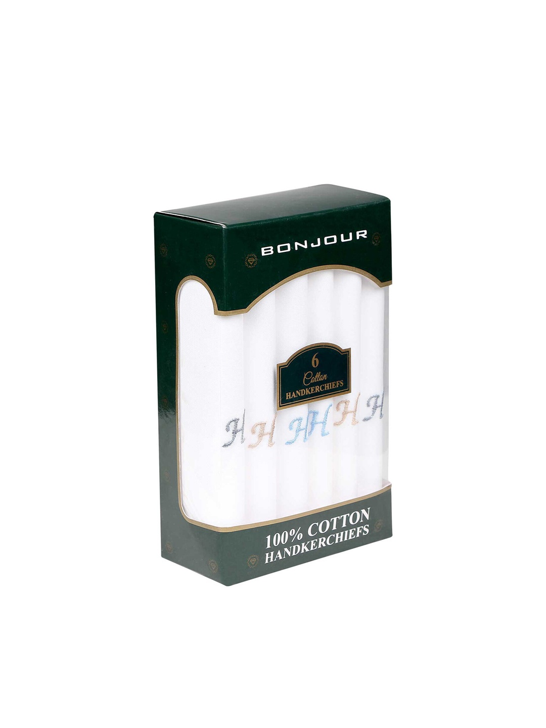 Bonjour Men Pack Of 6 White Solid Handkerchiefs Gift Set