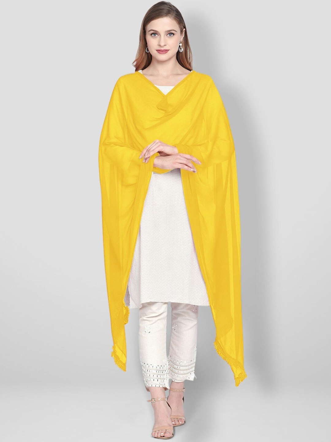 

Dupatta Bazaar Yellow Solid Dupatta