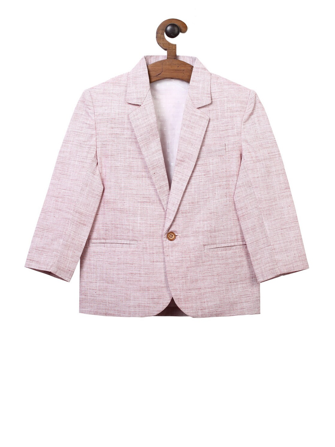 

RIKIDOOS Boys Pink Self-Design Comfort-Fit Single-Breasted Smart Casual Blazer