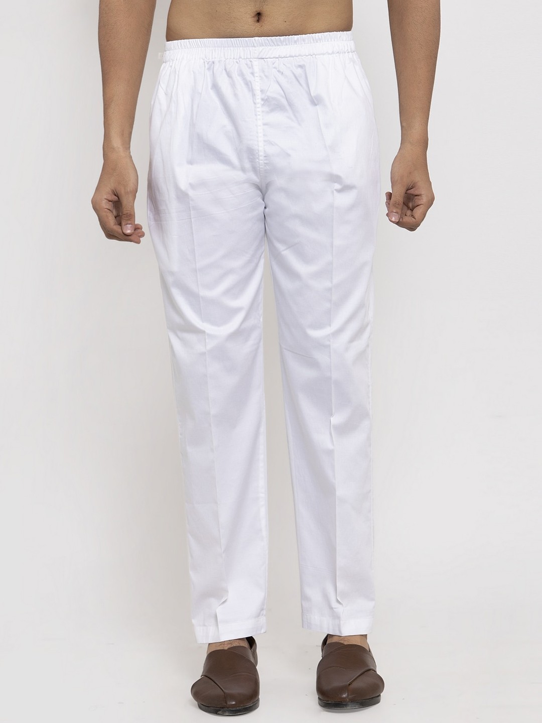 

KLOTTHE Men White Regular Fit Solid Regular Trousers