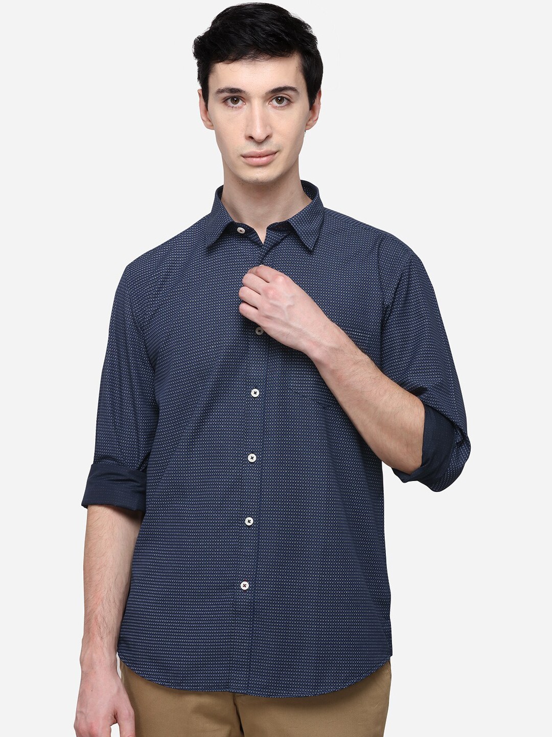 

Greenfibre Men Blue Slim Fit Printed Casual Shirt