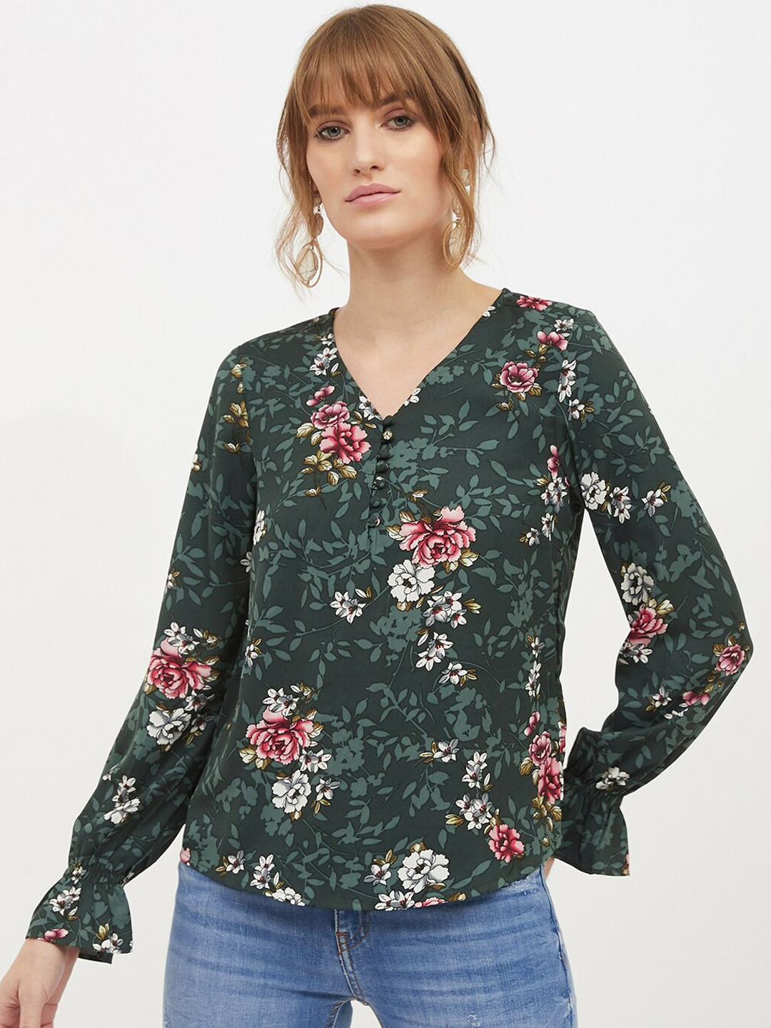 

Harpa Women Green Printed Top