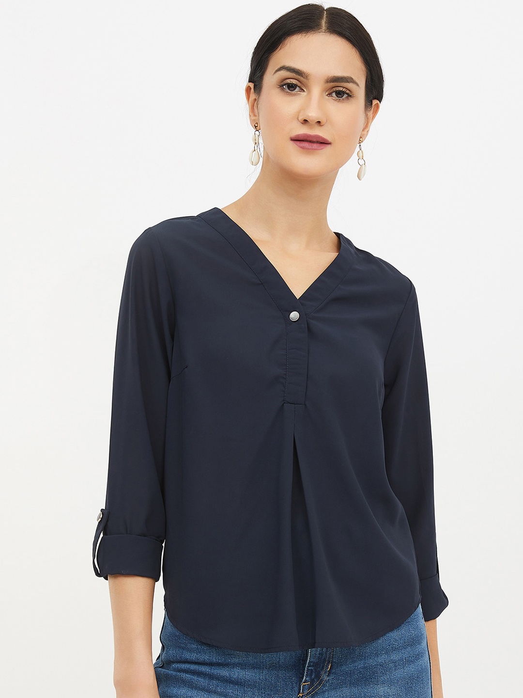 

Harpa Women Navy Blue Solid Top