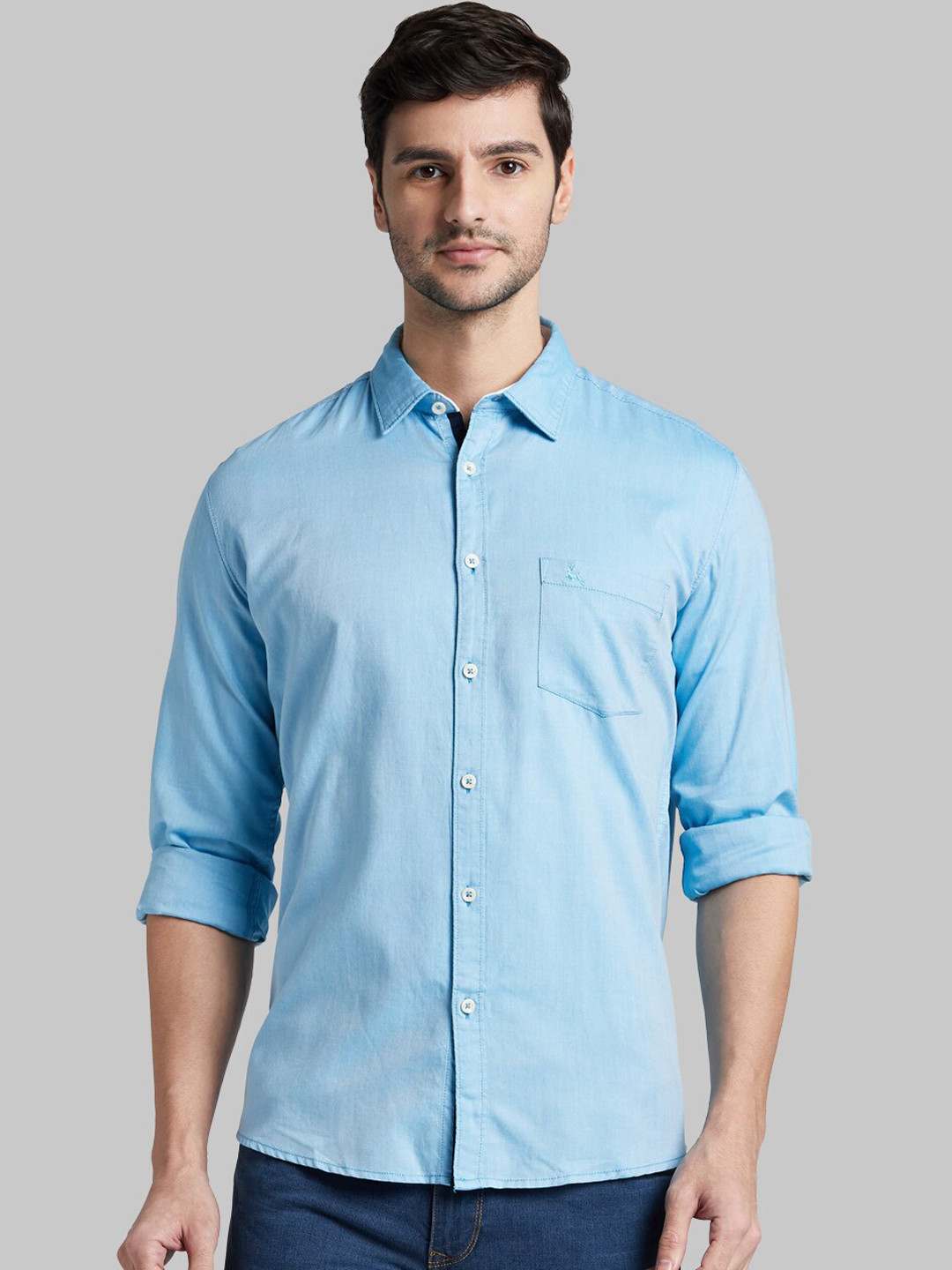 

Parx Men Blue Slim Fit Solid Casual Shirt