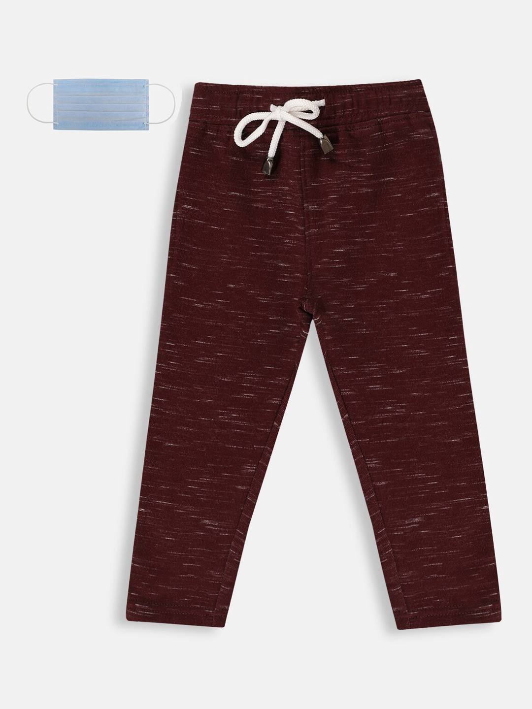 Lil Tomatoes Boys Maroon Self-Design Straight-Fit Track Pants