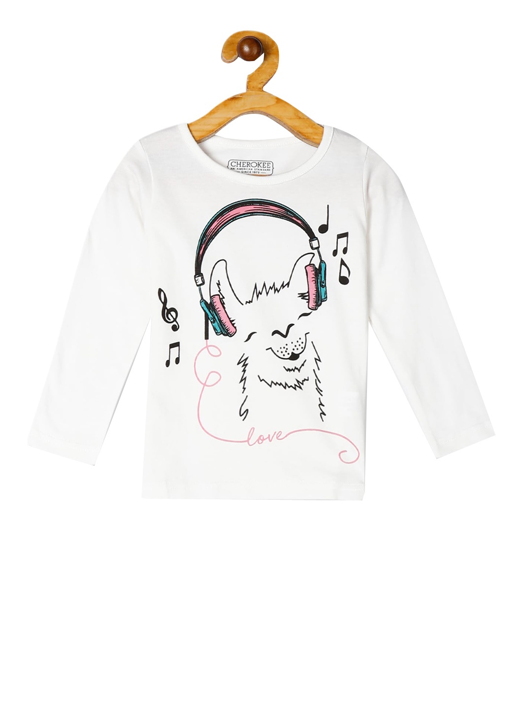 

Cherokee Girls White Printed Round Neck Pure Cotton T-shirt