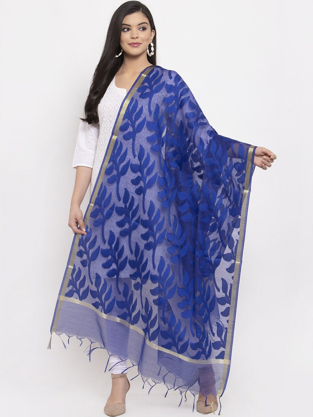 

LOOM LEGACY Blue Woven Design Dupatta