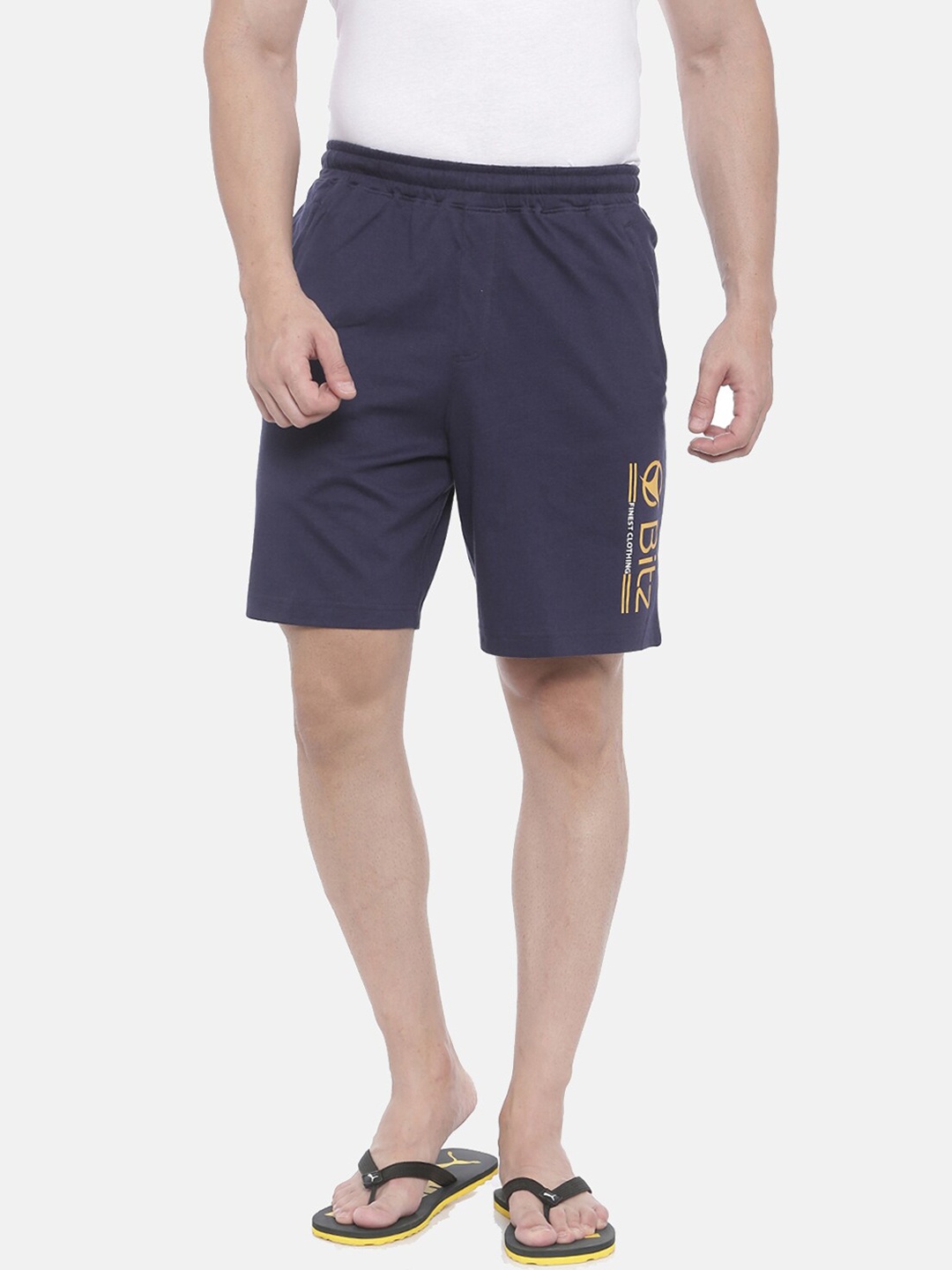 

Bitz Men Blue Printed Organic Cotton Lounge Shorts