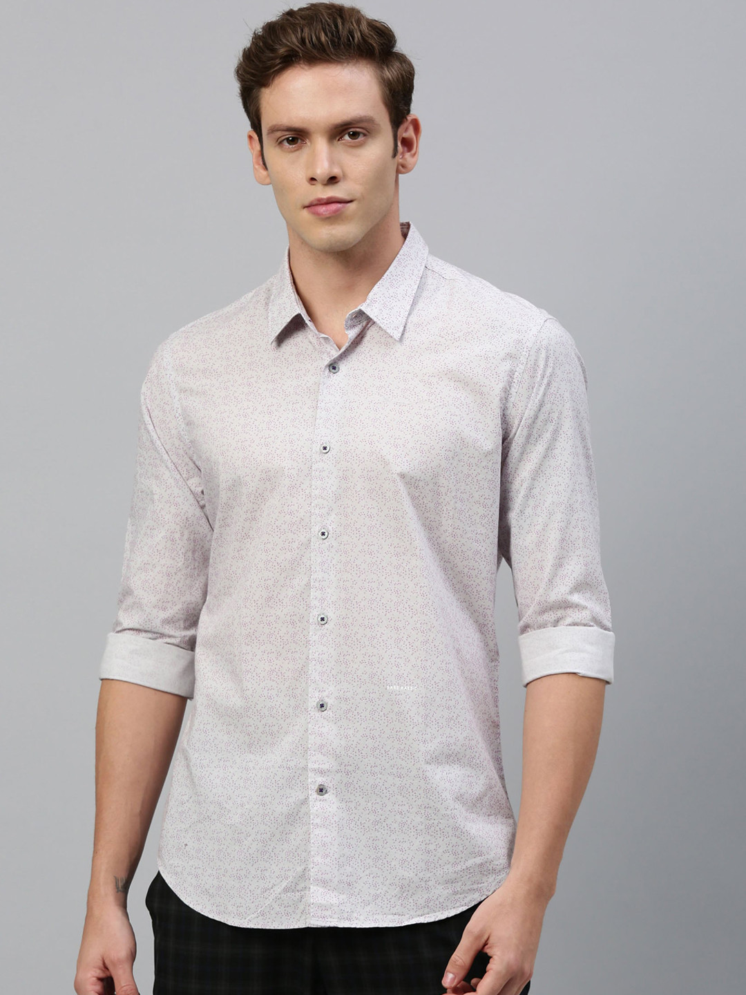 

RARE RABBIT Men Grey Regular Fit Printed Casual Shirt