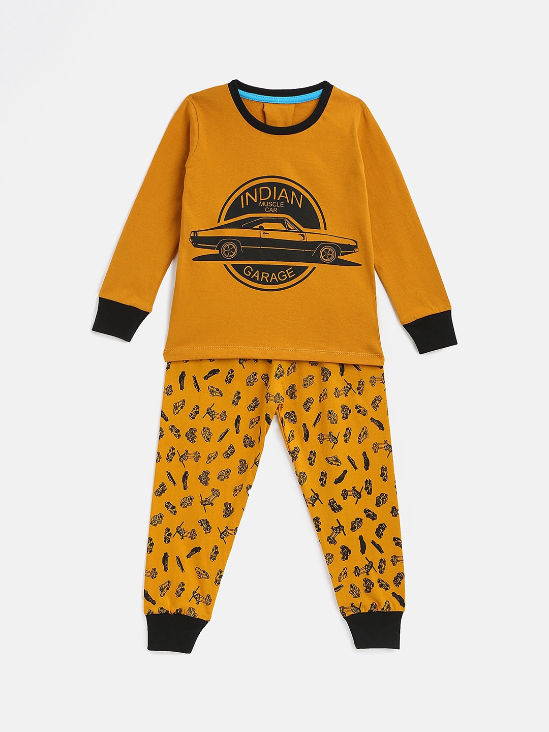 

KIDSCRAFT Boys Yellow & Black Printed Night suit