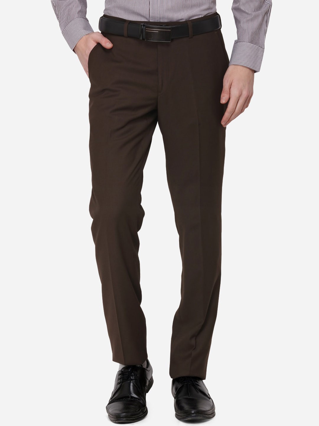 

METAL Men Brown Slim Fit Solid Formal Trousers