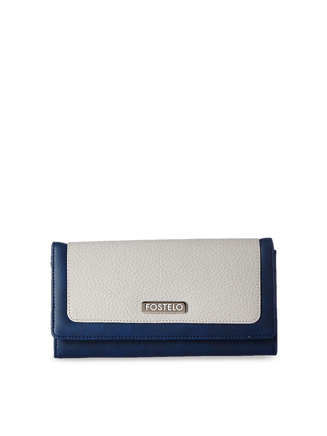 

Fostelo Women Grey & Blue Colourblocked PU Envelope Wallet