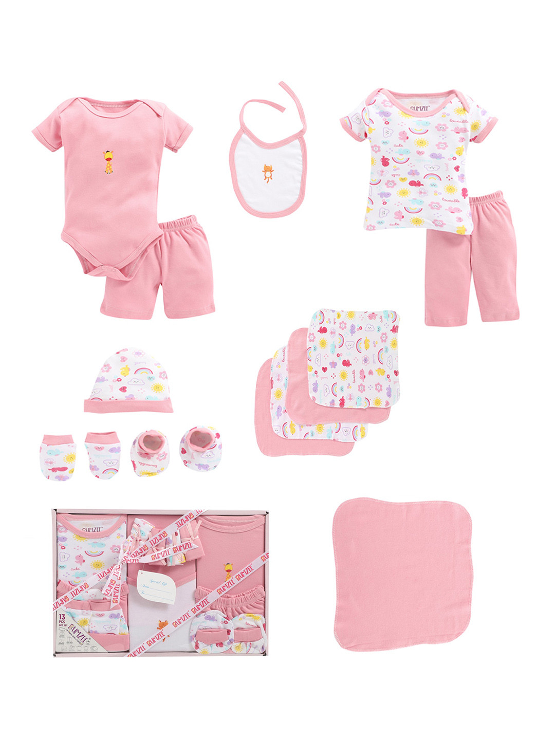 

BUMZEE Infants Pink & White Pack of 13 Apparel Gift Set