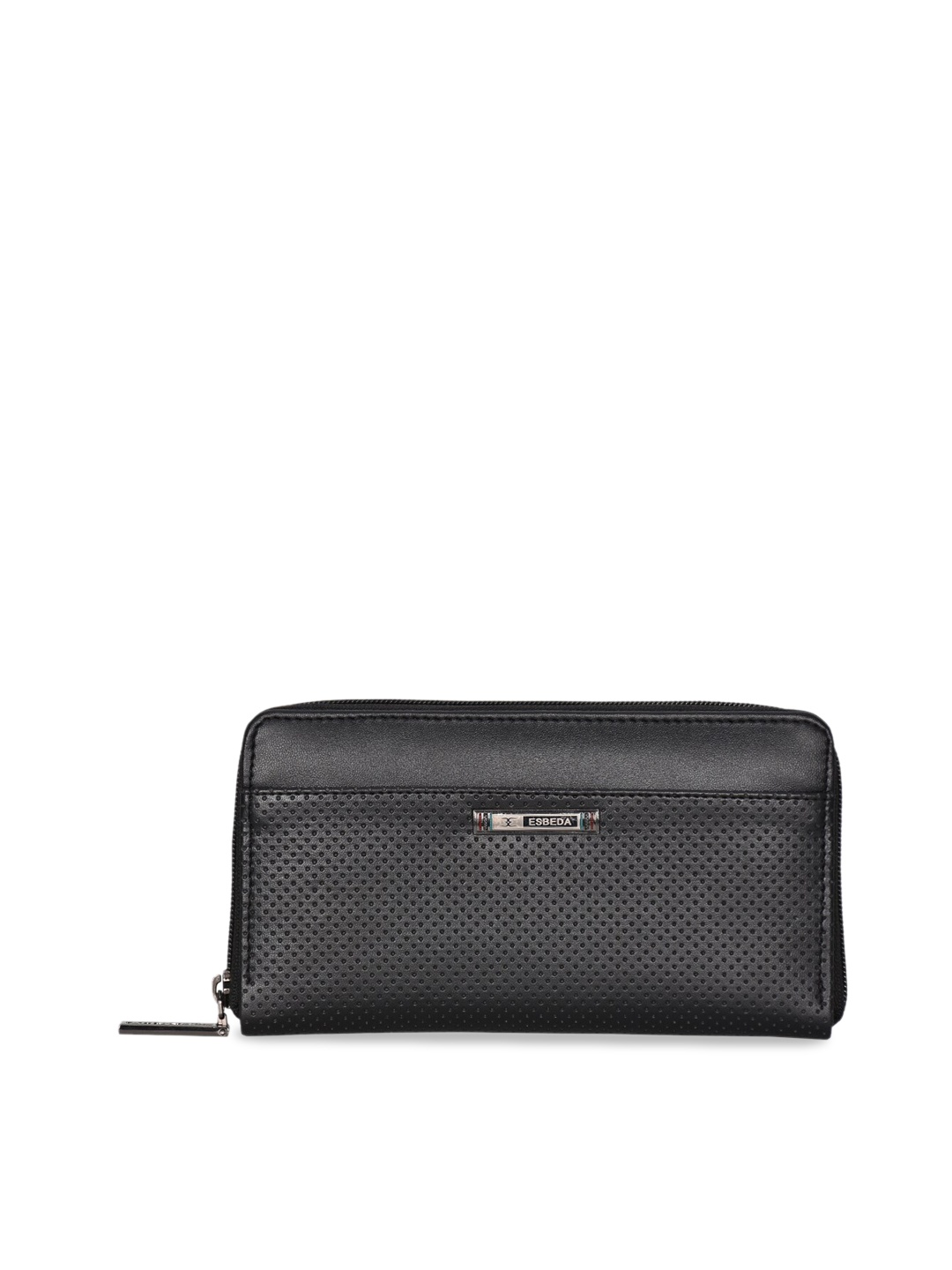

ESBEDA Women Black & Assorted Textured Zip Around Wallet
