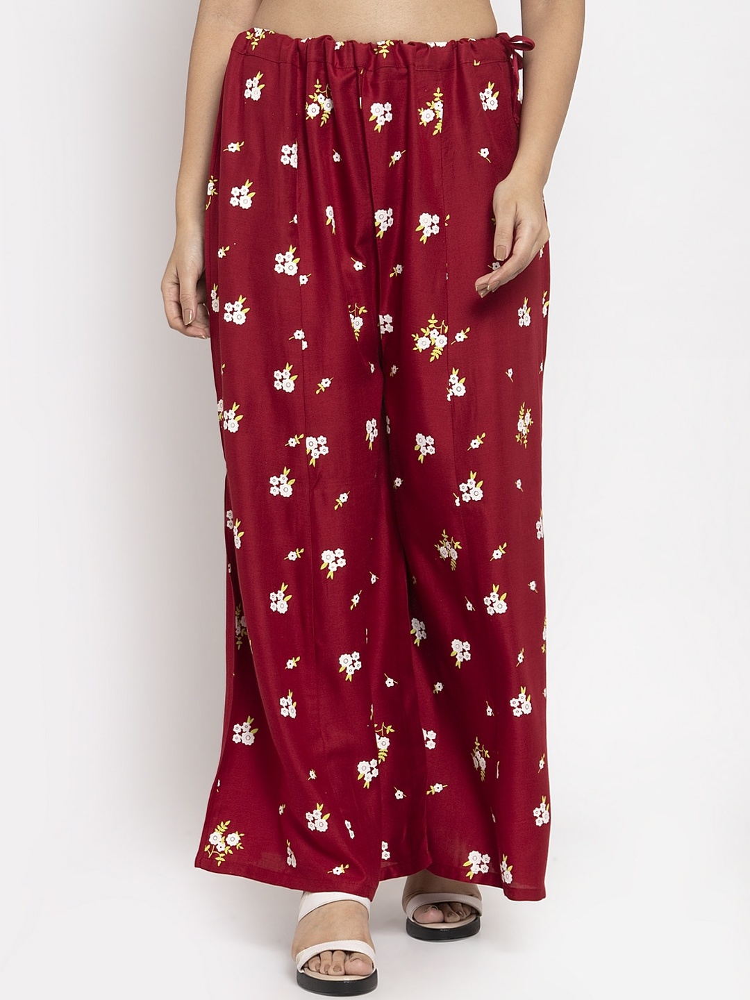 

Clora Creation Women Maroon & White Floral Printed Flared Palazzos