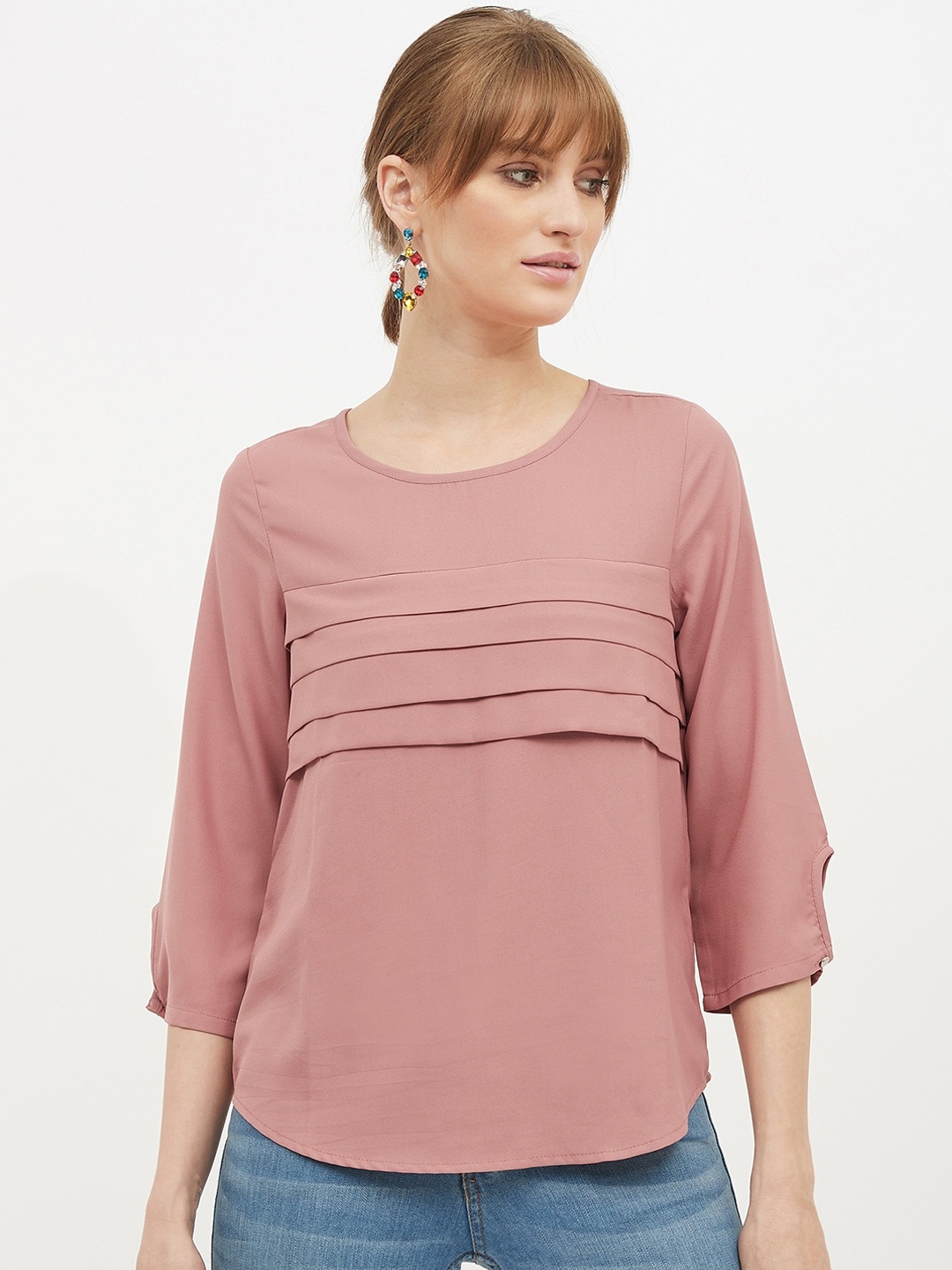 

Harpa Women Peach-Coloured Solid Top