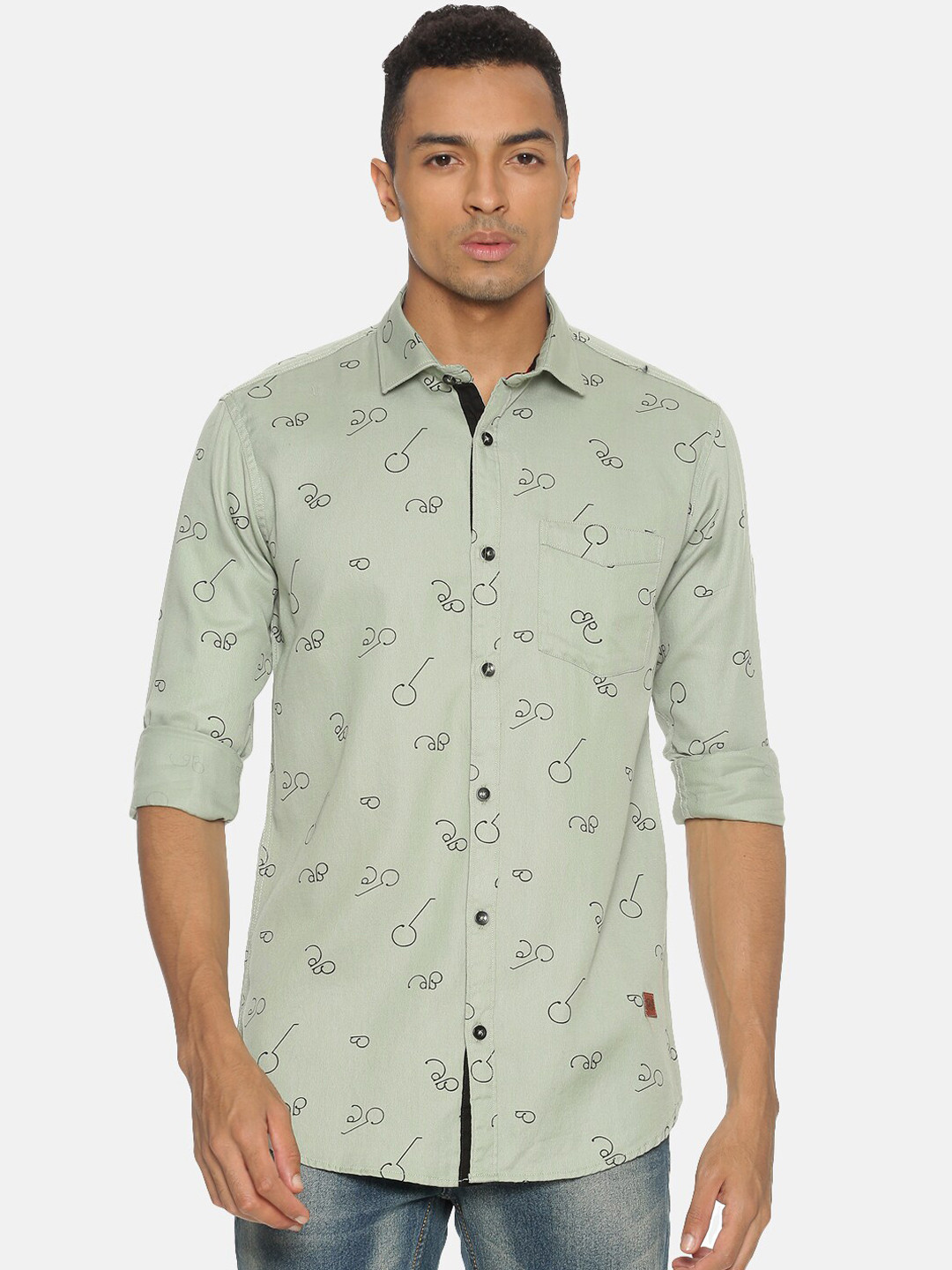 

Campus Sutra Men Green & Black Regular Fit Printed Casual Shirt