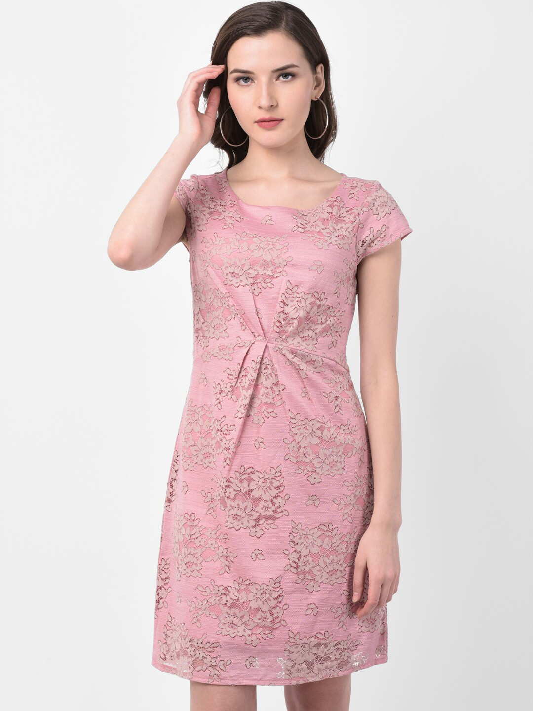

Latin Quarters Women Pink Self Design Sheath Dress