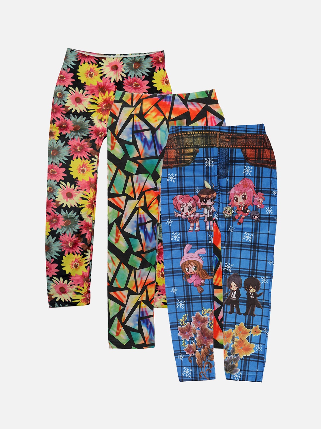 

TINY HUG Girls Assorted Pack Of 3 Printed Tights