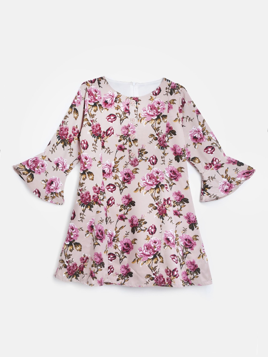 

KIDSCRAFT Girls Pink Floral Printed A-Line Dress