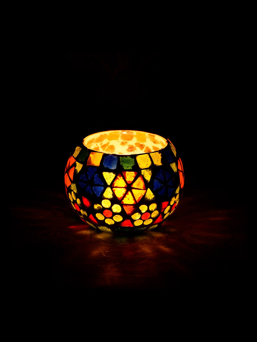 

eCraftIndia Mosiac Glass Decorative Tea Light Holder, Multi
