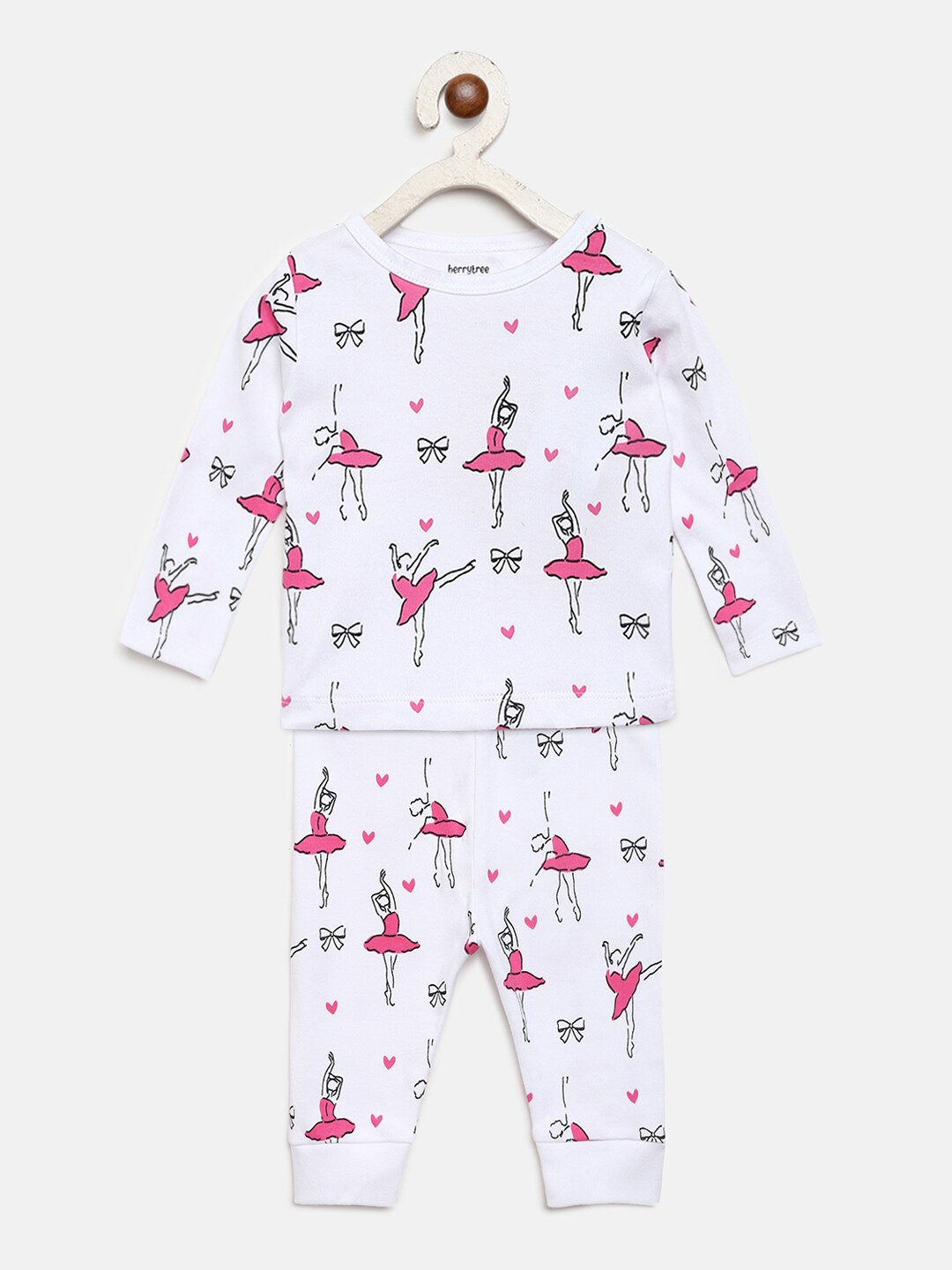 

berrytree Unisex Infant Kids Pink Printed Organic Cotton Sustainable Night suit