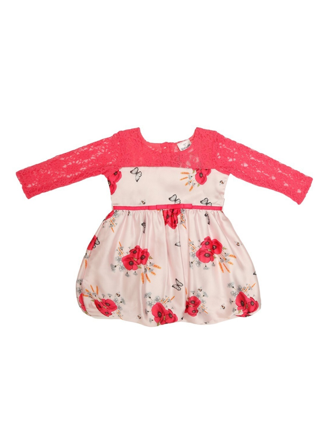 

Doodle Girls Pink Floral Printed Balloon Dress