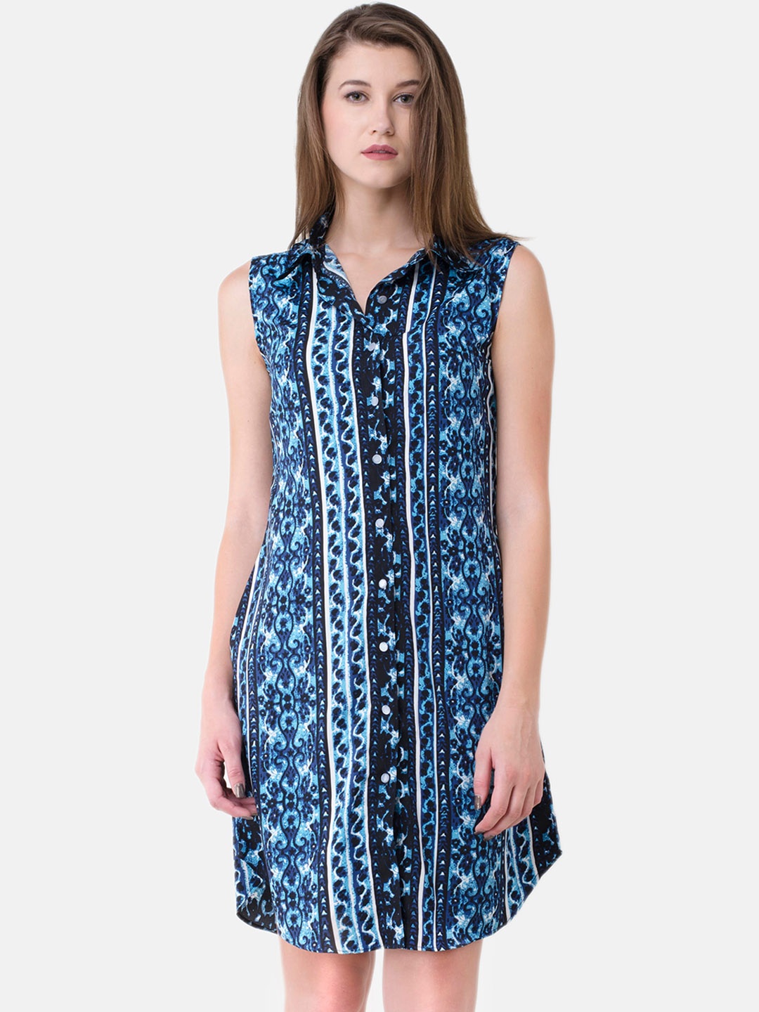 

V&M Women Blue Printed Shirt Dress