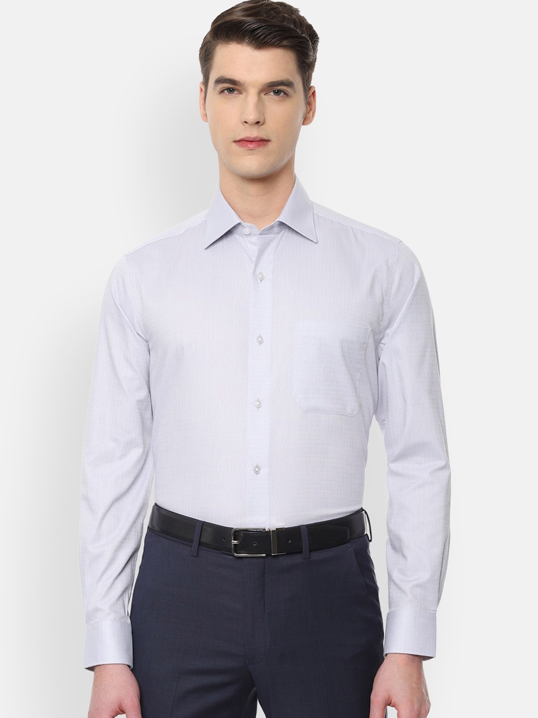 

Louis Philippe Men Grey Regular Fit Self Design Formal Shirt