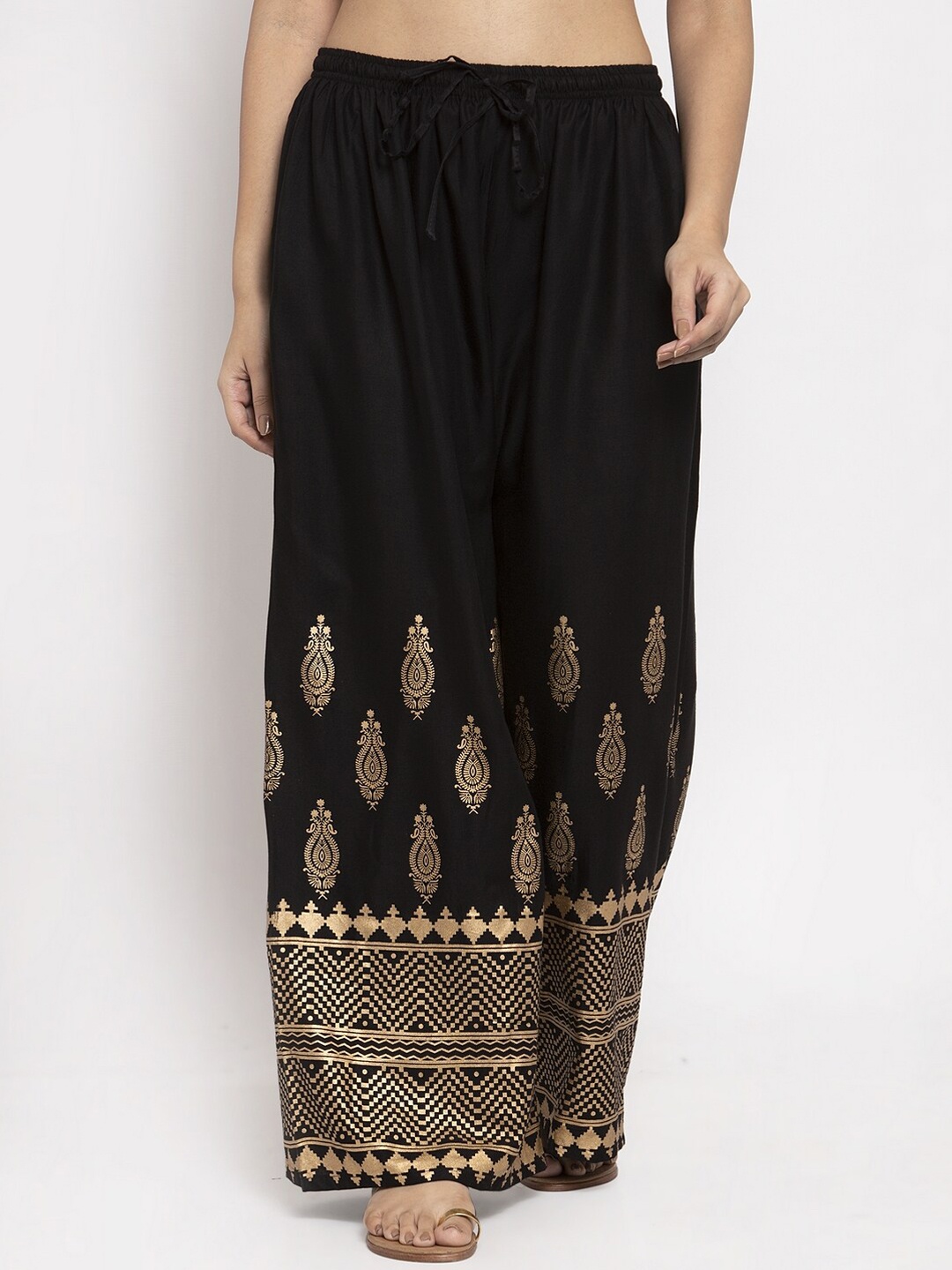

Clora Creation Women Black Printed Straight Palazzos