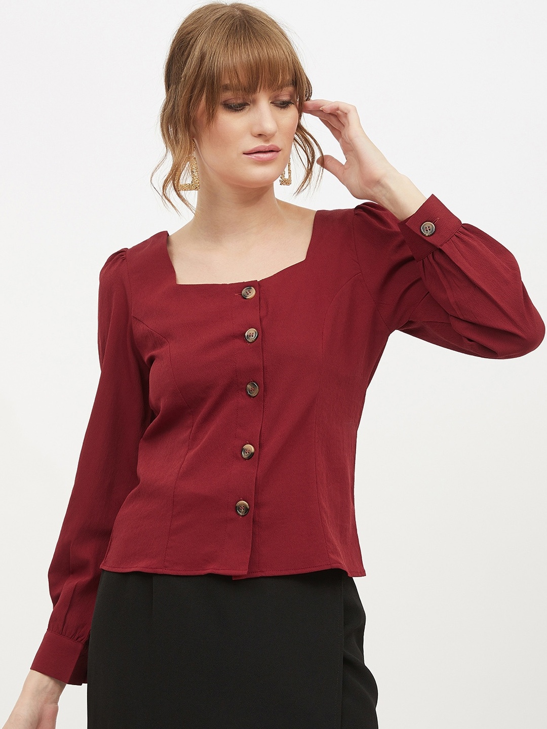 

Harpa Women Maroon Solid Top
