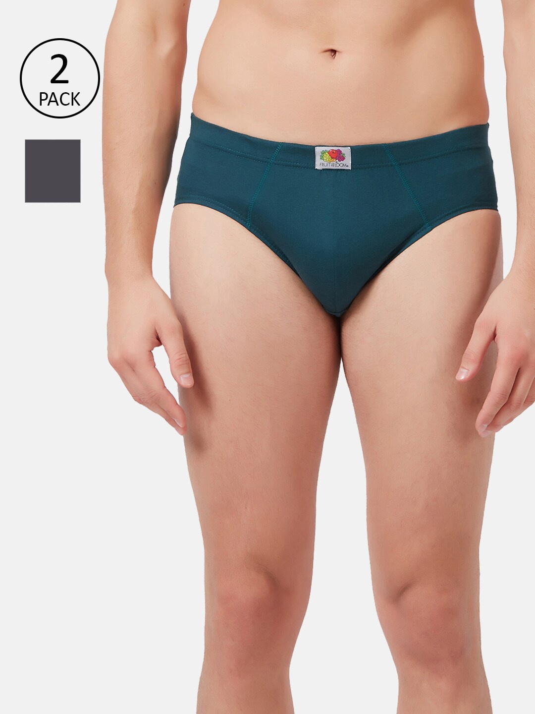 

Fruit of the loom Men Pack Of 2 Solid Intellifresh Briefs MHB01-2P-A1S6, Grey