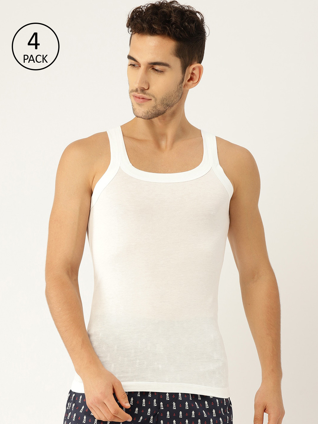 

XYXX Men Bamboo Cotton Square Neck Pack of 4 Apollo Vests XYBSQVEST4PCKN01, White