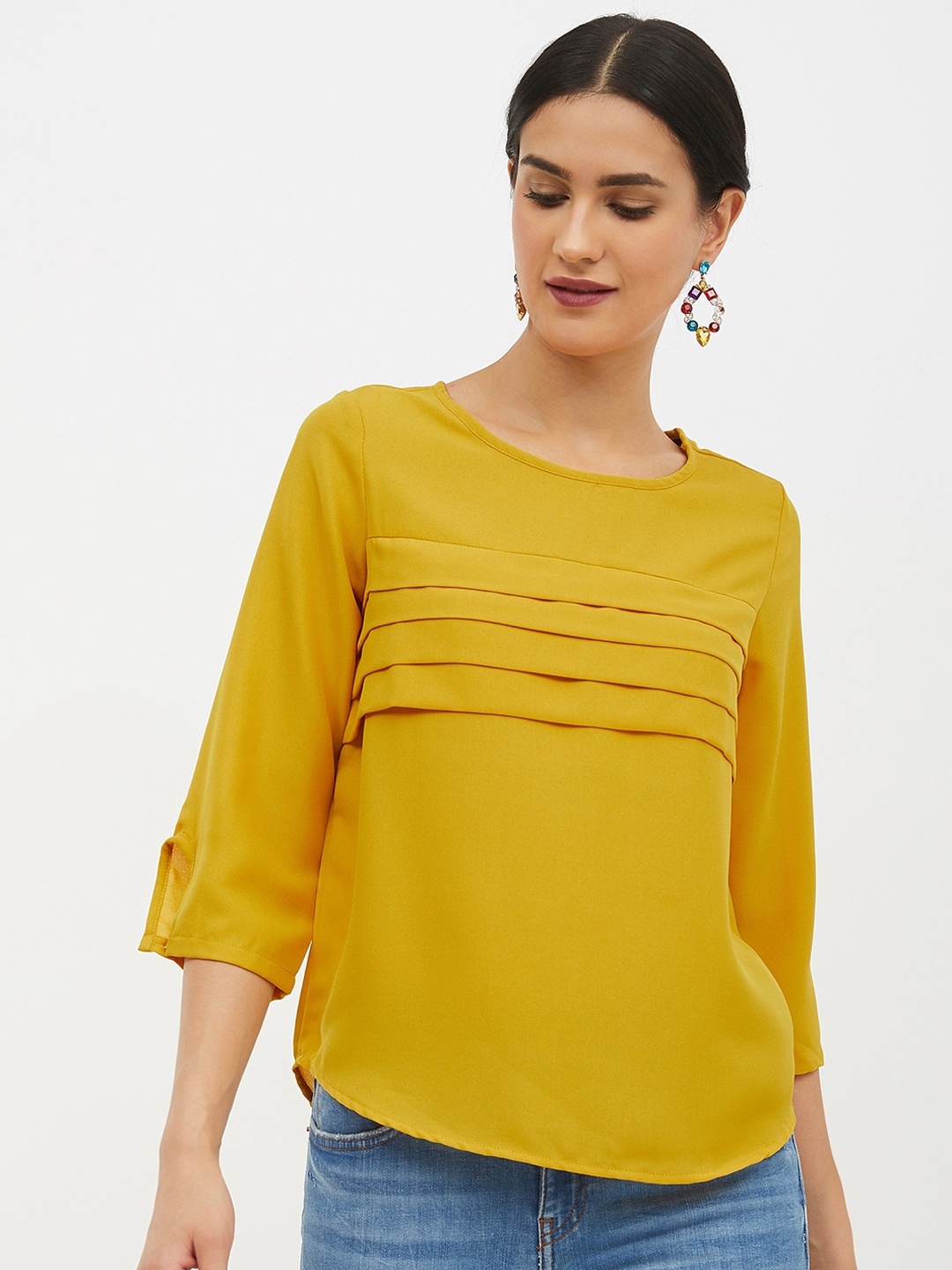 Harpa Women Yellow Solid Top