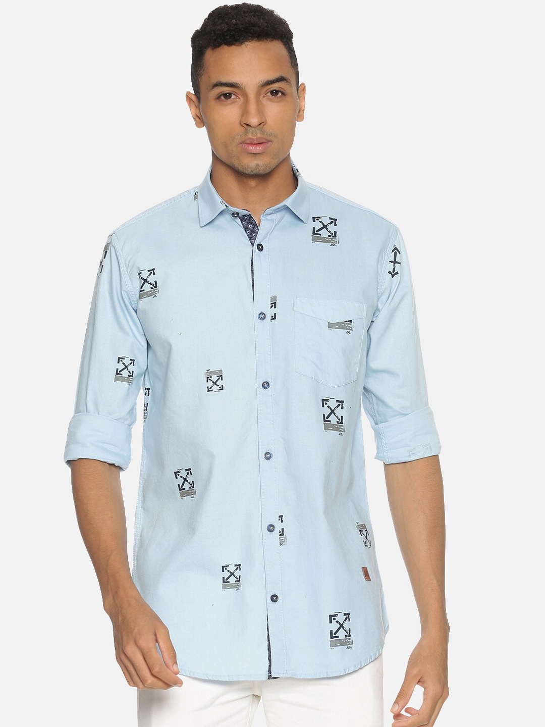 

Campus Sutra Men Blue Regular Fit Printed Casual Shirt