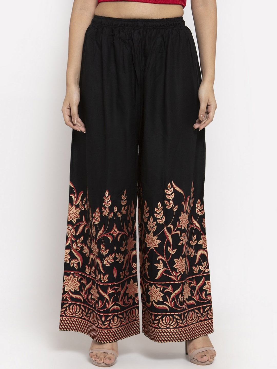 

Clora Creation Women Black Printed Straight Palazzos
