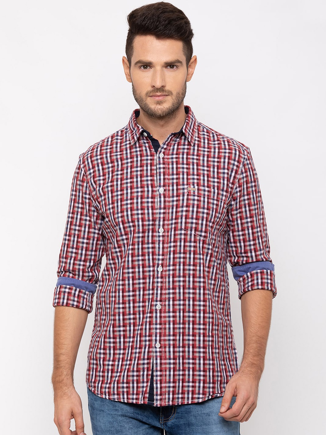 

Globus Men Red Regular Fit Printed Casual Shirt