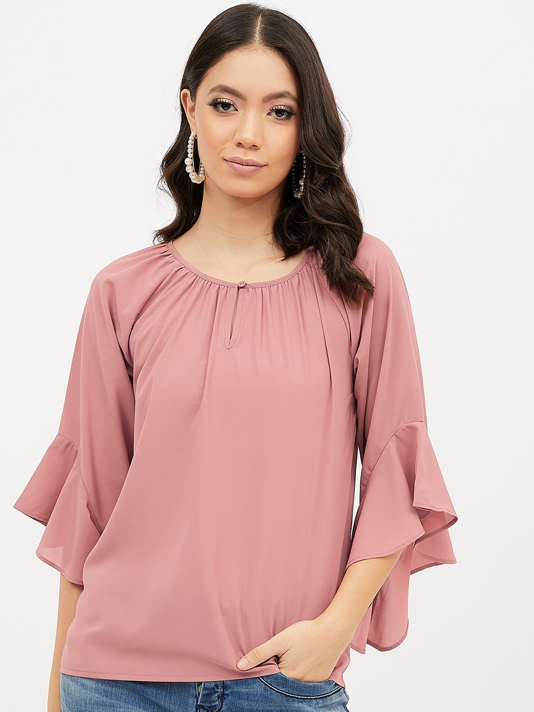 

Harpa Women Peach-Coloured Solid Top