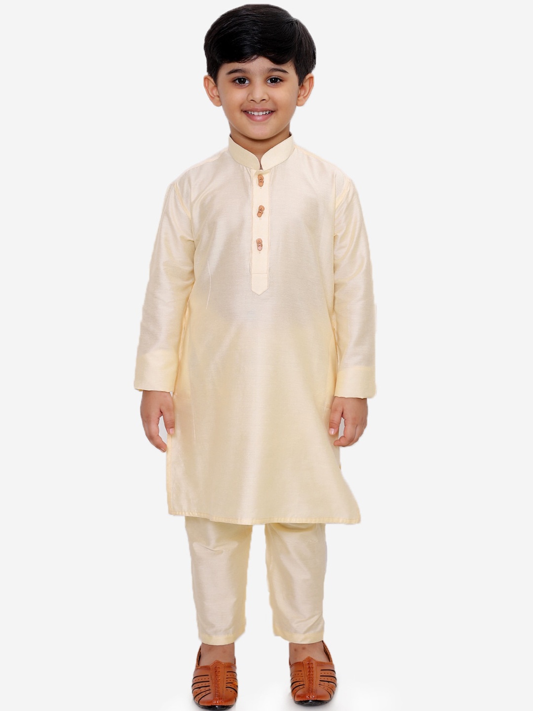 

YK Boys Cream-Coloured Solid Kurta with Pyjamas