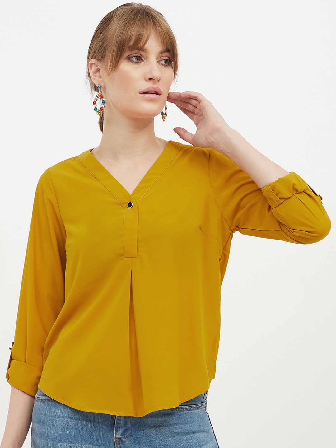 

Harpa Women Mustard Yellow Solid Top