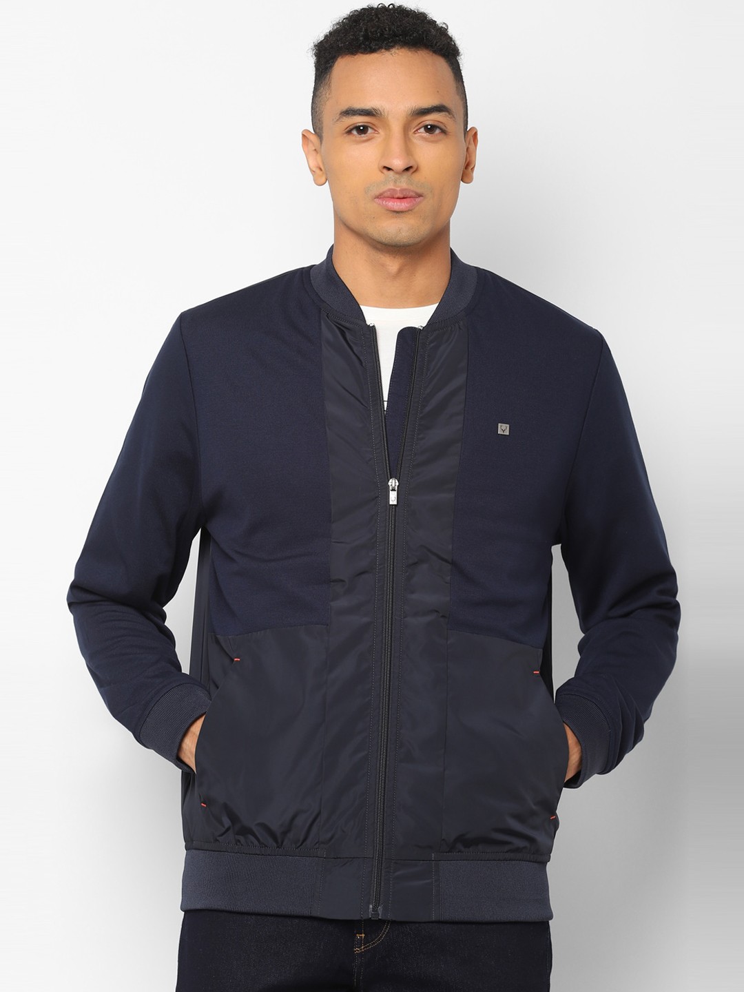

Allen Solly Sport Men Navy Blue Solid Bomber Jacket