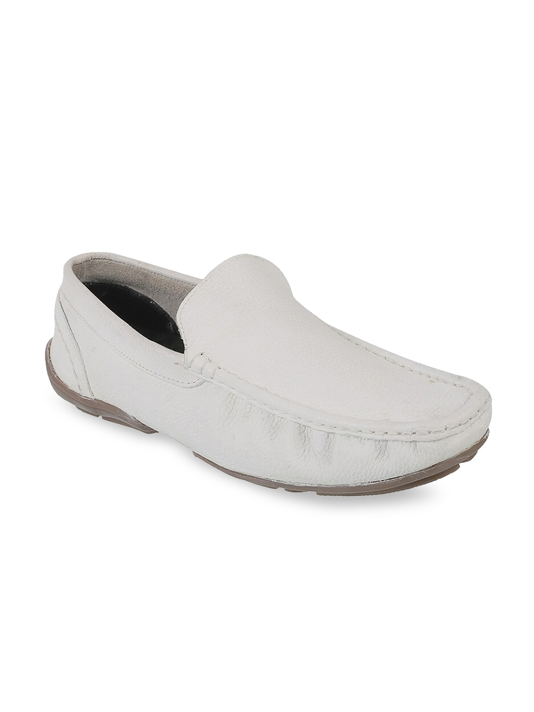 

Mochi Men White Leather Loafers