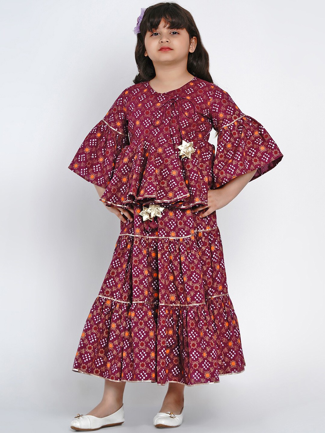 

Bitiya by Bhama Pink & Yellow Printed Ready to Wear Lehenga with Blouse