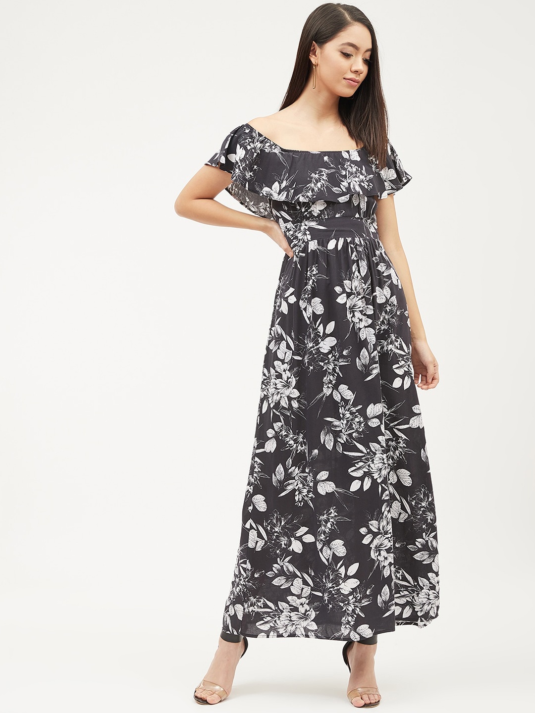 

Harpa Women Black Printed Maxi Dress