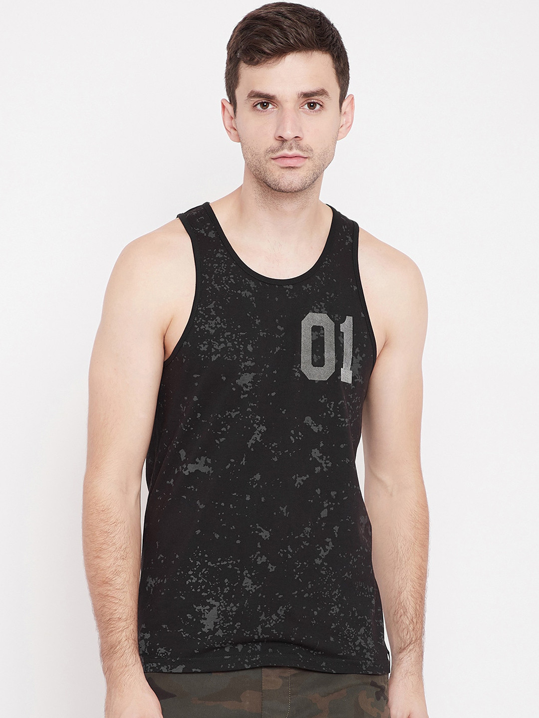 

PUNK Men Black & Grey Printed Round Neck T-shirt